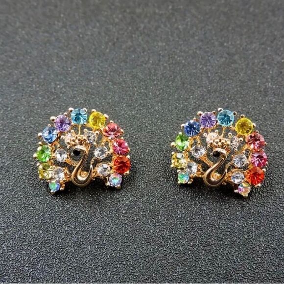 🦚 Betsey Johnson sparkling & colorful crystal peacock earrings 🦚 - Picture 3 of 5